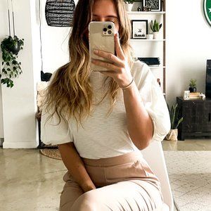 Bohme White Tee with Puff Sleeves